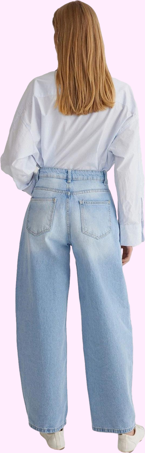 Kadın Pamuk Denim Barrel Jean Pantolon Rahat Günlük Stil Hafta Sonu Yaz Aylarının Vazgeçilmezi