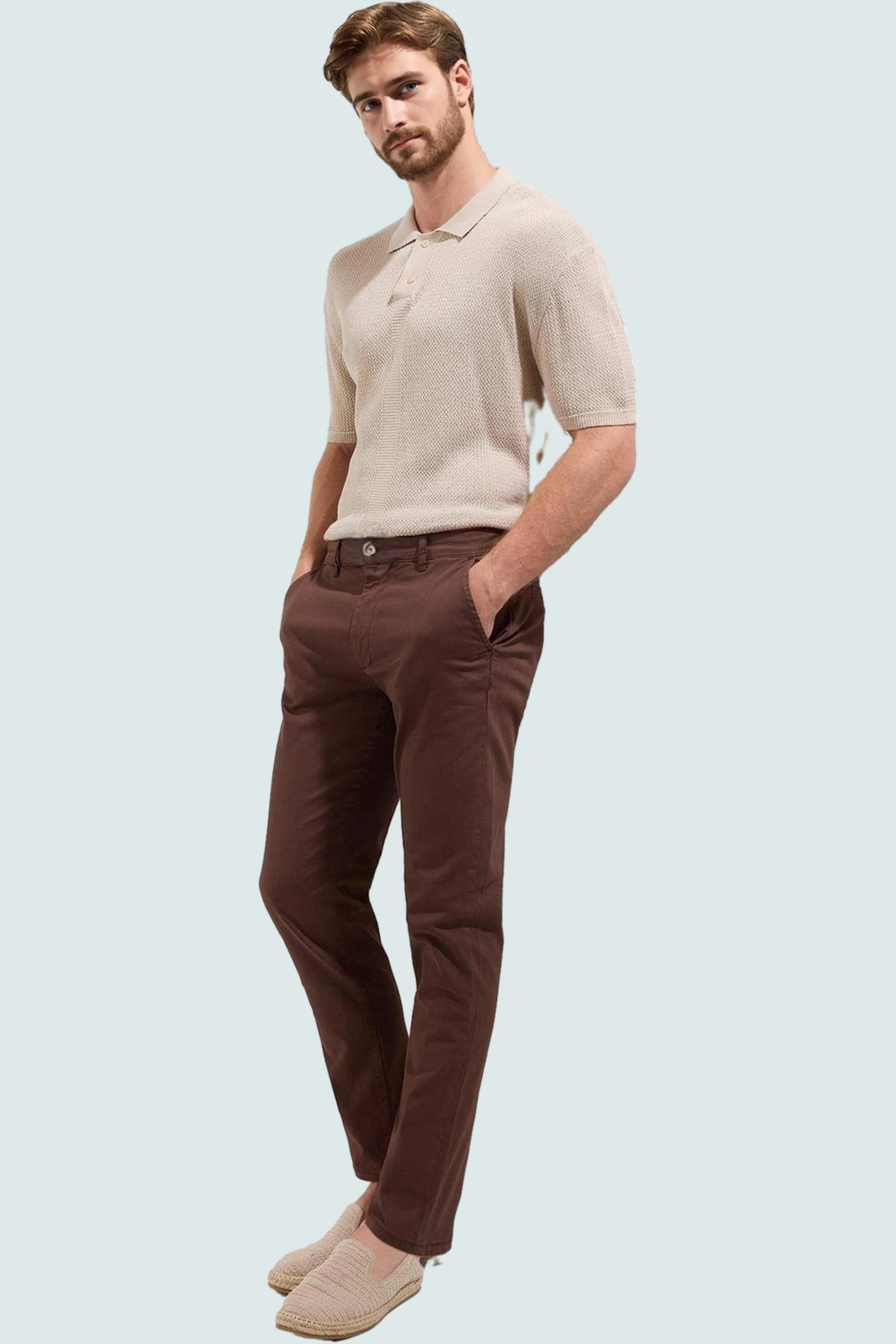 Erkek Slim Fit Uzun Boy Chino Pantolon Esnek Gabardin Kumaş Günlük Kullanım Modern Tasarım
