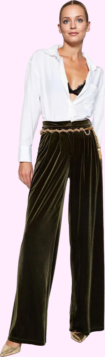 Kadın Yüksek Bel Wide Leg Kadife Pantolon; Şıklığı ve Konforu Bir Arada Yaz Aylarının Vazgeçilmezi