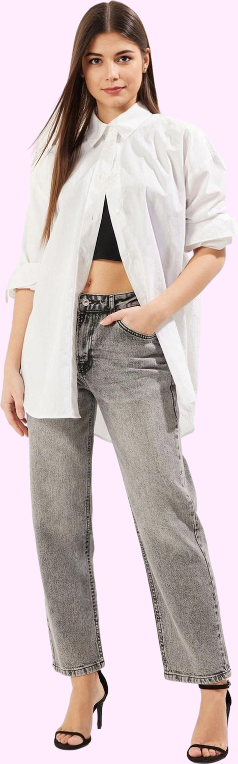 Kadın Normal Bel Düz Denim Straight Jean Pantolon Günlük Stil Hafta Sonu Dayanıklı Malzeme