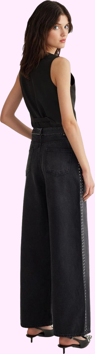 Kadın Pamuk Denim Palazzo Jean Rahat Günlük Stil Modern Tasarım Yaz Aylarının Vazgeçilmezi