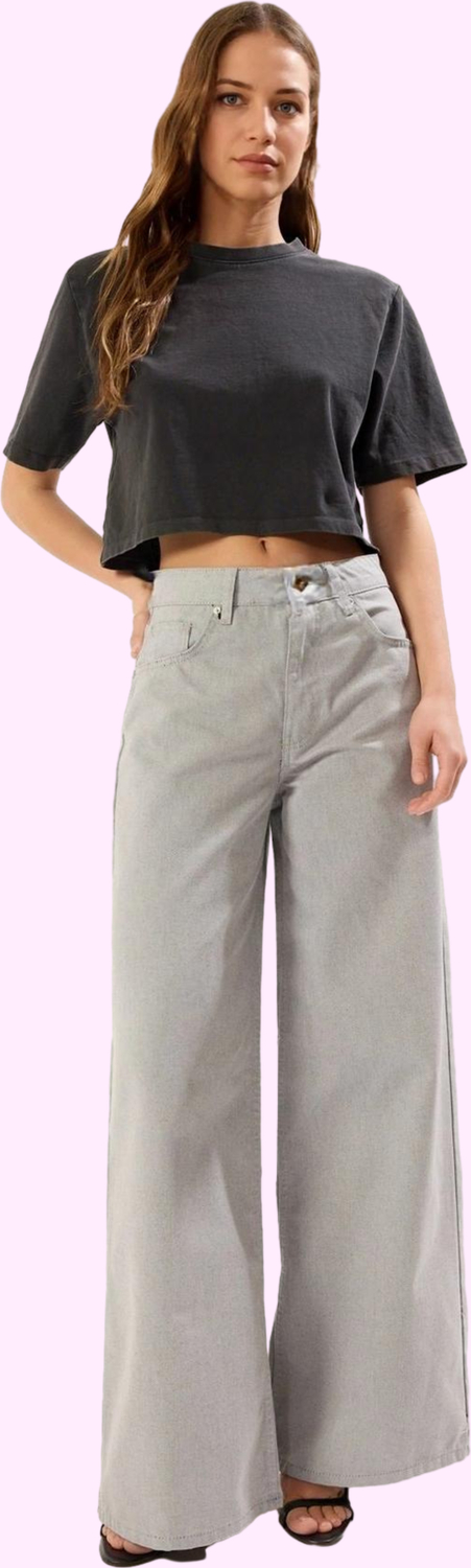 Kadın Denim Pantolon Pamuk Rahat Geniş Paça Günlük Kullanım İçin Yaz Aylarının Vazgeçilmezi