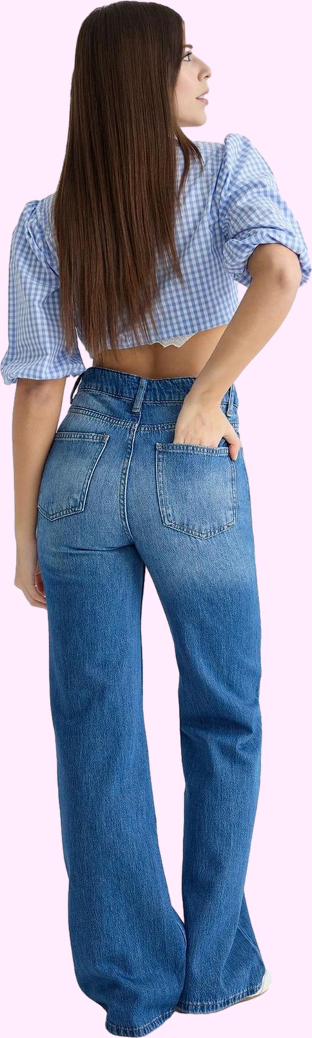 Kadın Denim Wide Leg Pantolon Pamuk Casual Stil Günlük Kullanım Yaz Aylarının Vazgeçilmezi