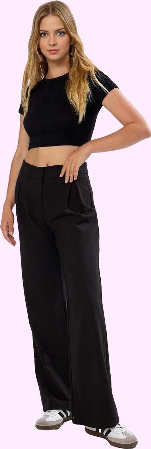 Kadın Düz Desen Geniş Paça Pantolon Yüksek Bel Rahat Kesim Günlük Yaz Aylarının Vazgeçilmezi