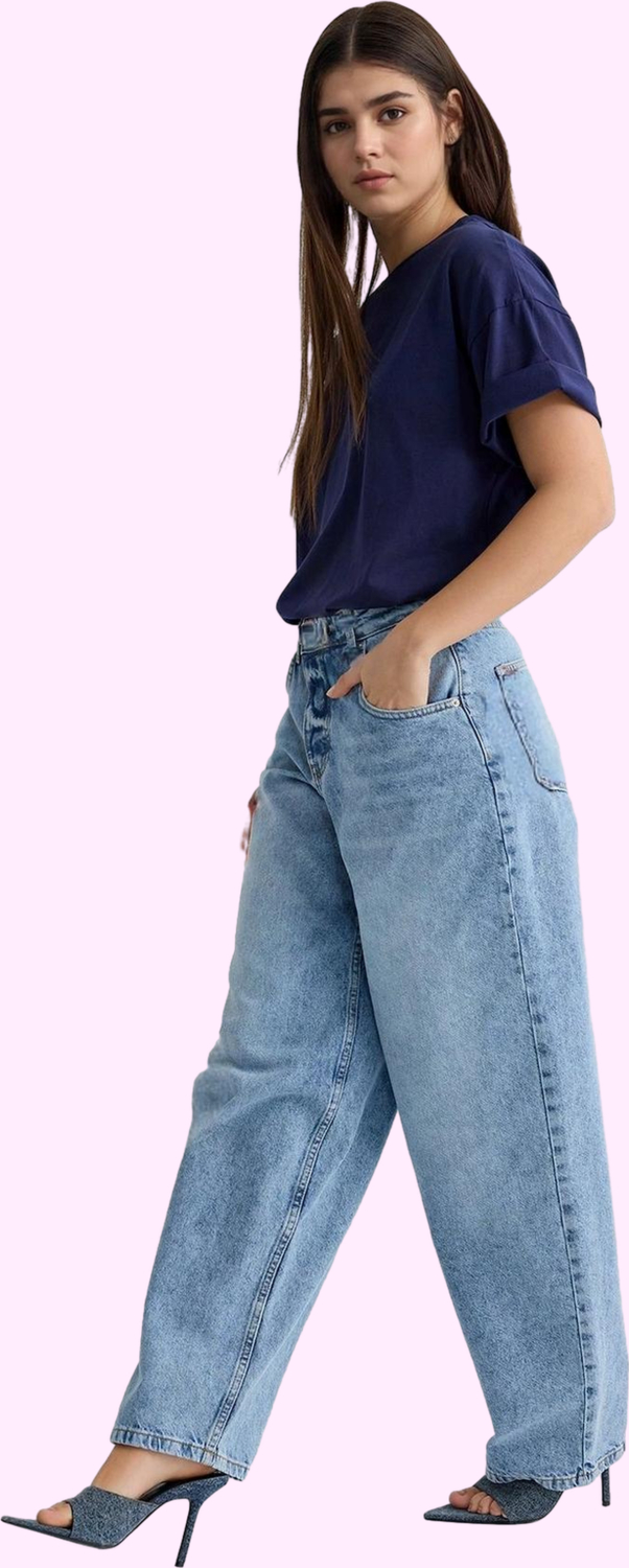 Kadın Denim Jean Uzun Boy Skater Baggy Pamuk Günlük Stil Hafta Sonu Yaz Aylarının Vazgeçilmezi