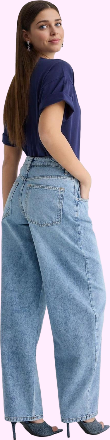 Kadın Denim Jean Uzun Boy Skater Baggy Pamuk Günlük Stil Hafta Sonu Yaz Aylarının Vazgeçilmezi
