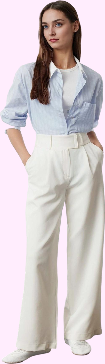 Kadın Wide Leg Dokuma Kumaş Yüksek Bel Pantolon Fonksiyonel Dayanıklı Kaliteli Konforlu Şık