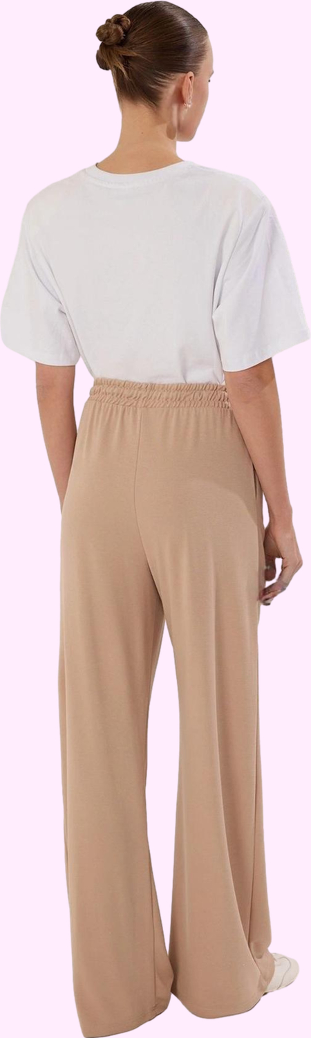 Kadın Pike Örme Pantolon Yüksek Bel Geniş Paça Casual Stil Günlük Kullanım Kaliteli Malzeme