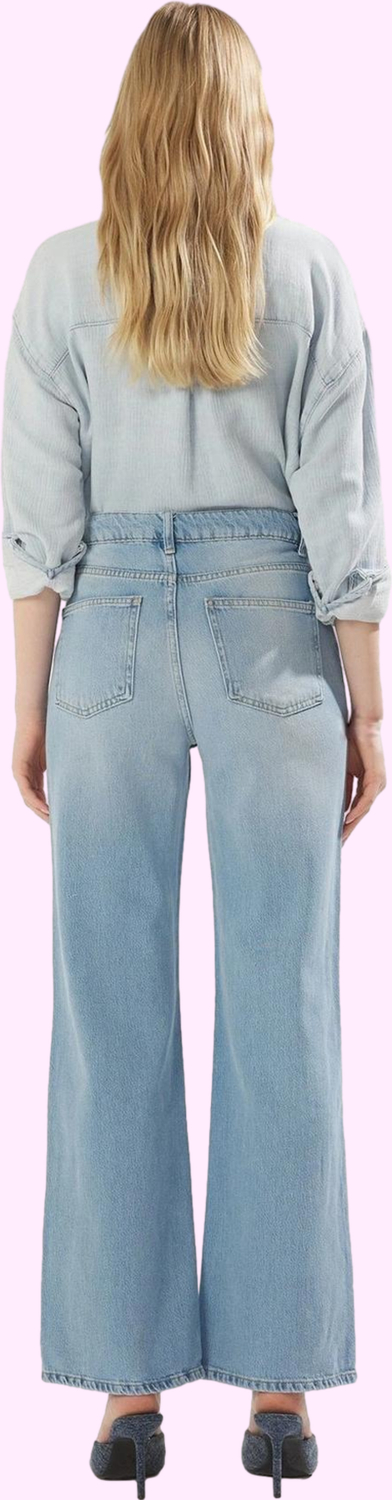 Kadın Denim Yüksek Bel Geniş Paça Pantolon Rahat Kesim Günlük Kullanım Yaz Aylarının Vazgeçilmezi