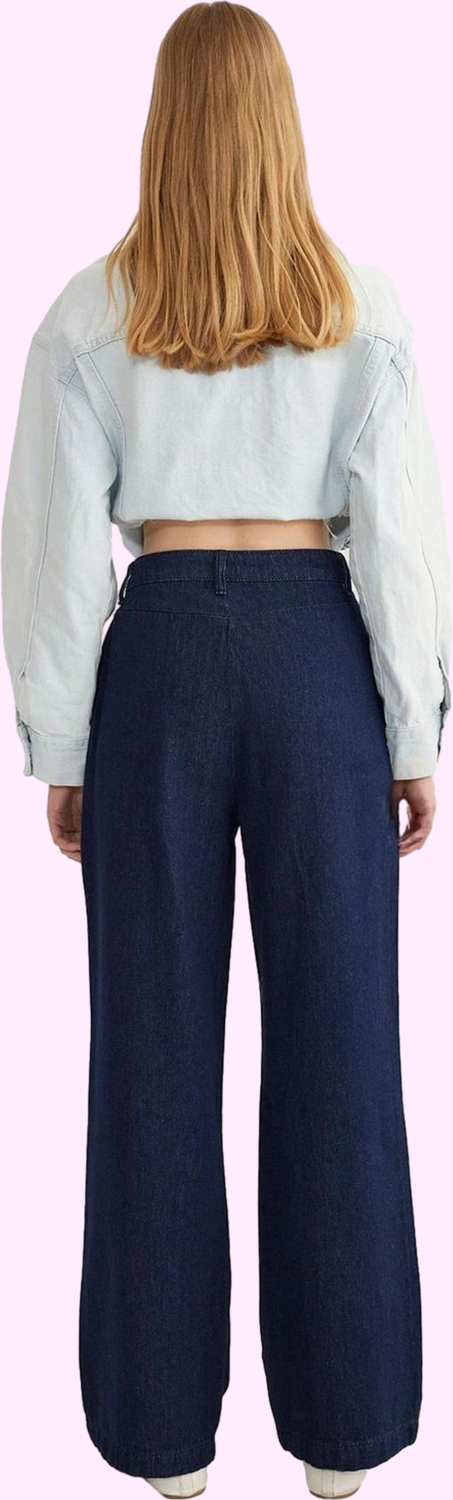 Kadın Pamuk Jean Pantolon Yüksek Bel Wide Leg Günlük Stil Hafta Sonu Yaz Aylarının Vazgeçilmezi
