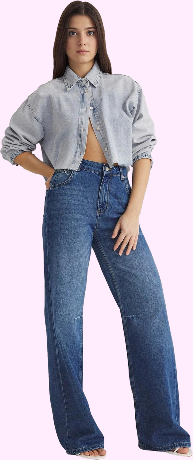 Kadın Pamuk Denim Wide Leg Pantolon Günlük Kullanım İçin Rahat Kalıp Yaz Aylarının Vazgeçilmezi