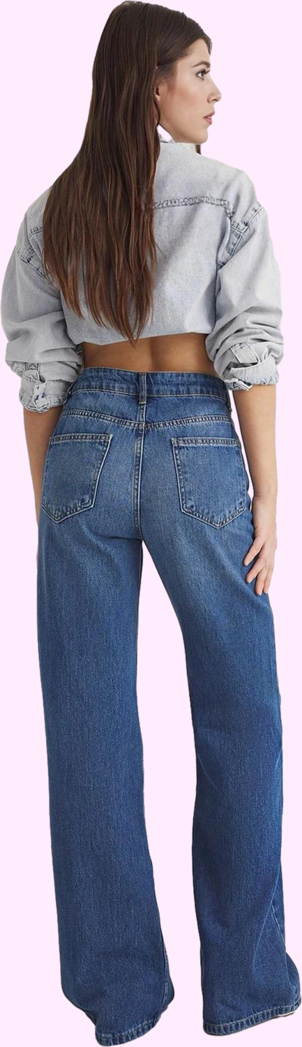 Kadın Pamuk Denim Wide Leg Pantolon Günlük Kullanım İçin Rahat Kalıp Yaz Aylarının Vazgeçilmezi