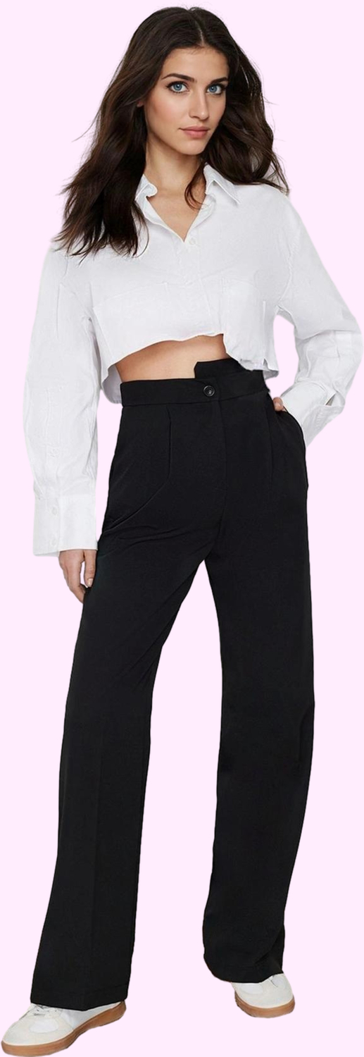 Kadın Geniş Paça Düz Desen Yazlık Pantolon Yüksek Bel Wide Leg Kesim Yaz Aylarının Vazgeçilmezi