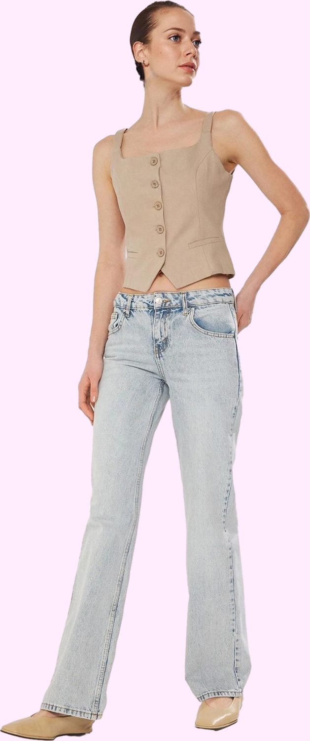 Kadın Care Koleksiyonu Pamuk Denim Jean Pantolon Rahat Günlük Kullanım Yaz Aylarının Vazgeçilmezi