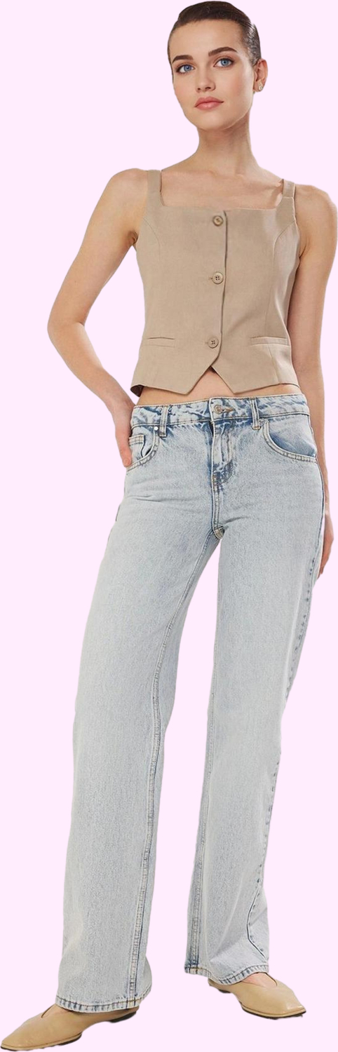Kadın Care Koleksiyonu Pamuk Denim Jean Pantolon Rahat Günlük Kullanım Yaz Aylarının Vazgeçilmezi