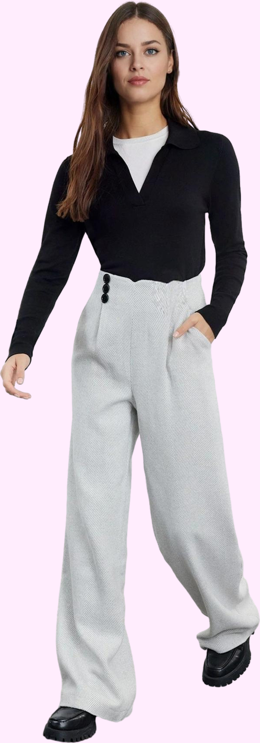Kadın Kışlık Wide Leg Dokuma Pantolon Fonksiyonel Dayanıklı Kaliteli Konforlu Estetik Spor