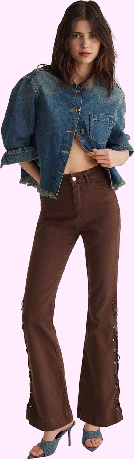 Kadın Denim Flare Pantolon Yüksek Bel Rahat Esnek Günlük Kombinler Yaz Aylarının Vazgeçilmezi