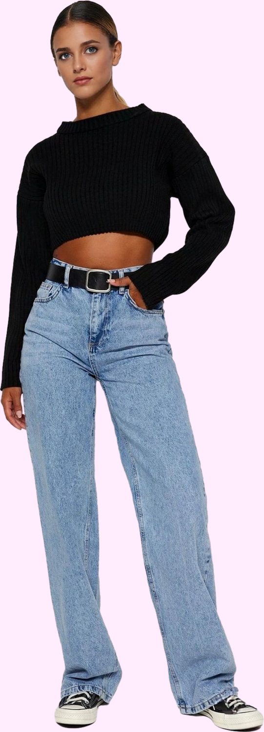 Kadın Wide Leg Denim Pantolon Yüksek Bel Fonksiyonel Dayanıklı Kaliteli Konforlu Estetik Şık