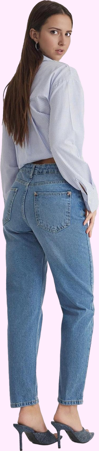 Kadın Denim Mom Jean Pantolon Pamuk Rahat Kalıp Günlük Stil Hafta Sonu Yaz Aylarının Vazgeçilmezi