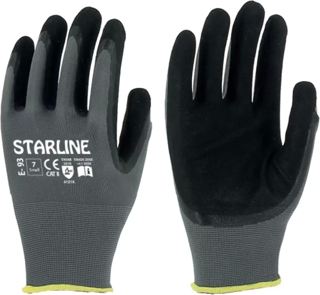 Nitril Kaplamalı İş Eldiveni Starline E93 EN 388 420 Köpük Ömürlü Esnek Koruma