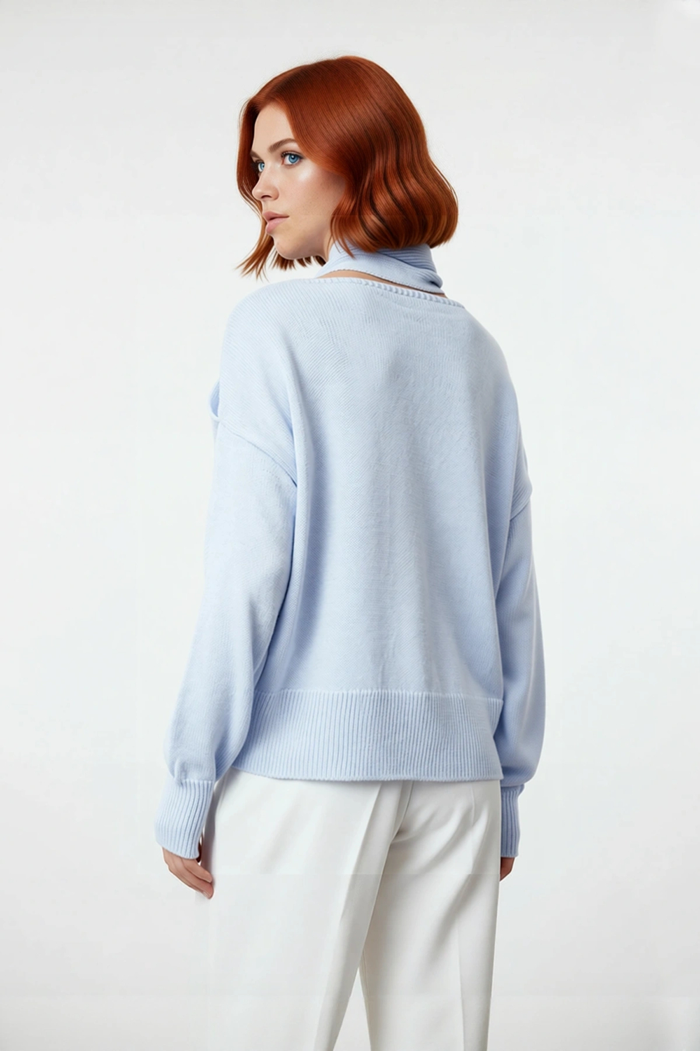 Kadın Basic Oversize Triko Kazak Ve Atkı Seti Uzun Kol Şal Yaka Tasarımı İle Kış Modası Kaliteli