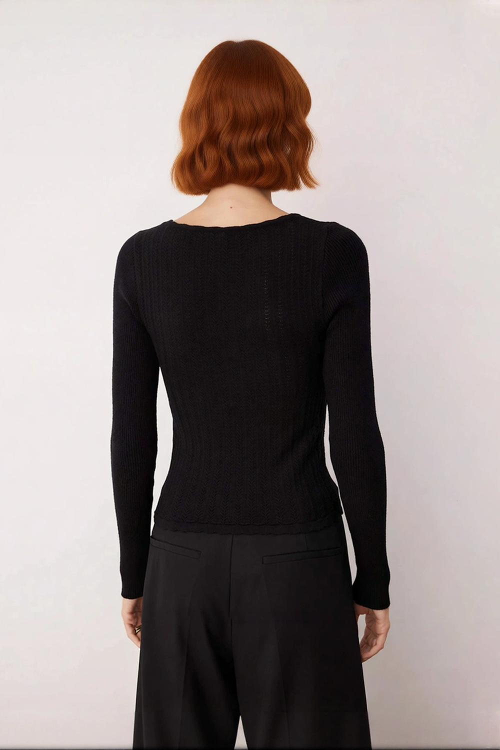 Kadın Triko Fitted Havuz Yaka İnce Dokulu Crop Model Uzun Kollu Şık İlkbahar Sonbahar Kazak