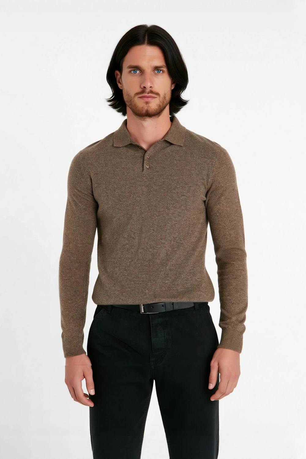 Erkek Smart Polo Yaka Triko Kazak Fitted Kalıp Uzun Kollu Günlük Tarz İçin İdeal Seçim Kaliteli