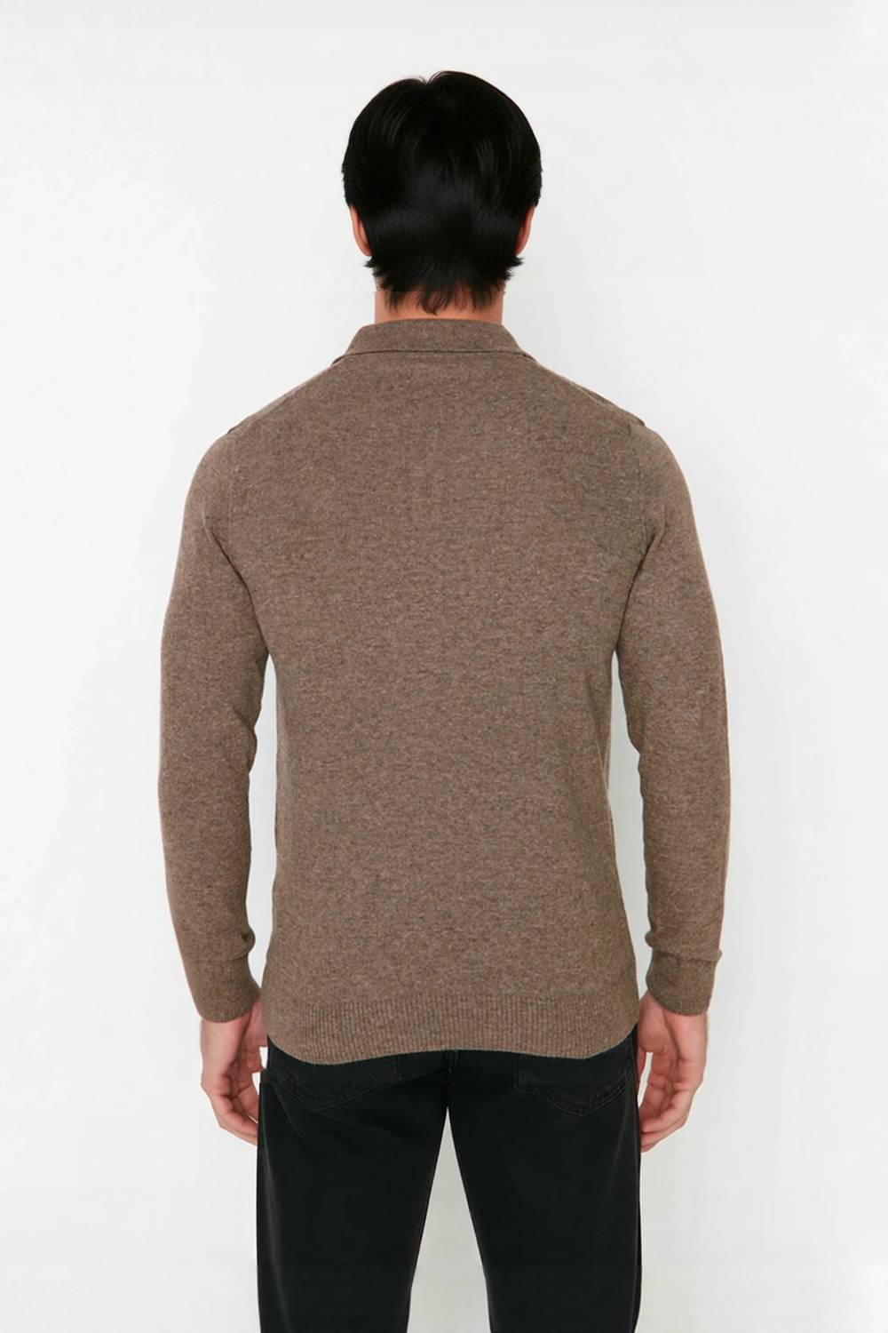 Erkek Smart Polo Yaka Triko Kazak Fitted Kalıp Uzun Kollu Günlük Tarz İçin İdeal Seçim Kaliteli