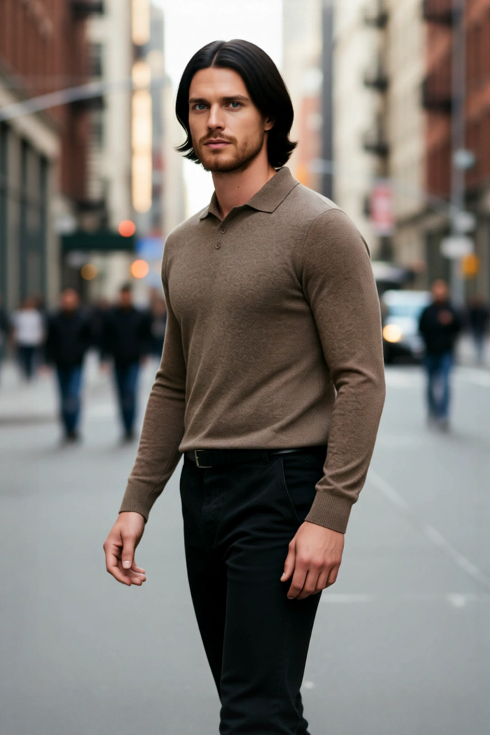 Erkek Smart Polo Yaka Triko Kazak Fitted Kalıp Uzun Kollu Günlük Tarz İçin İdeal Seçim Kaliteli