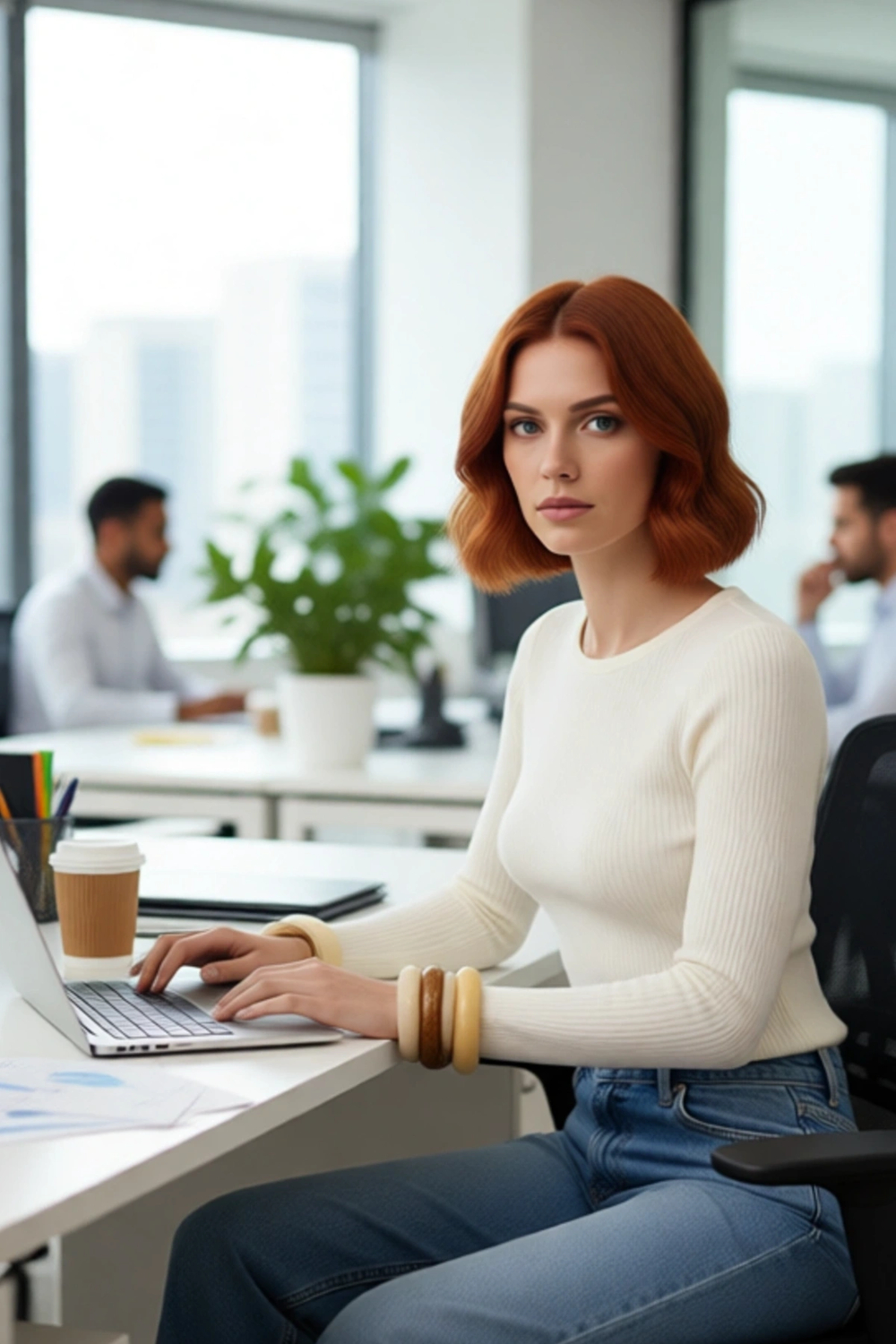 Kadın Modern Fitted Ekru Triko Üst Bisiklet Yaka İnce Yapılı Günlük Şıklık İçin Rahat Seçim
