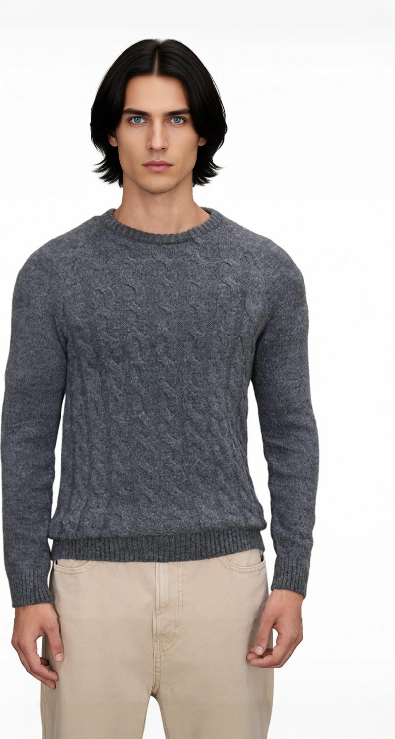Erkek Casual Saç Örgü Desenli Slim Fit Triko Kazak Kışın Günlük Kombinler İçin İdeal Model
