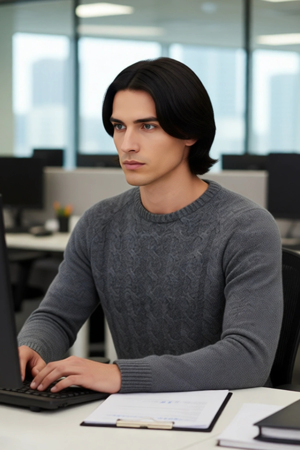 Erkek Casual Saç Örgü Desenli Slim Fit Triko Kazak Kışın Günlük Kombinler İçin İdeal Model