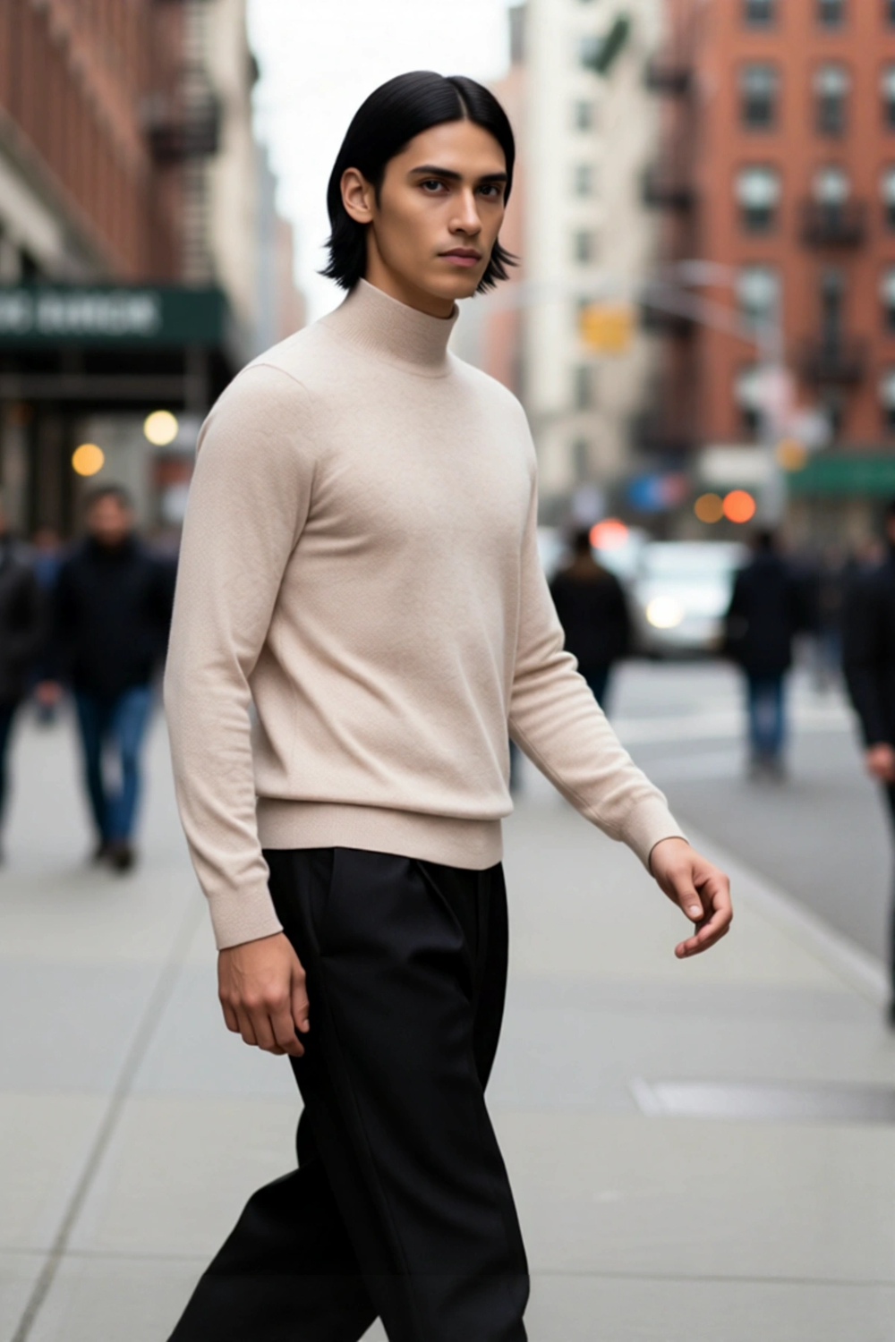 Erkek Slim Fit Dik Yaka Basic Triko Kazak Soğuk Havalarda Konforlu ve Rahat Bir Tarz Sunar