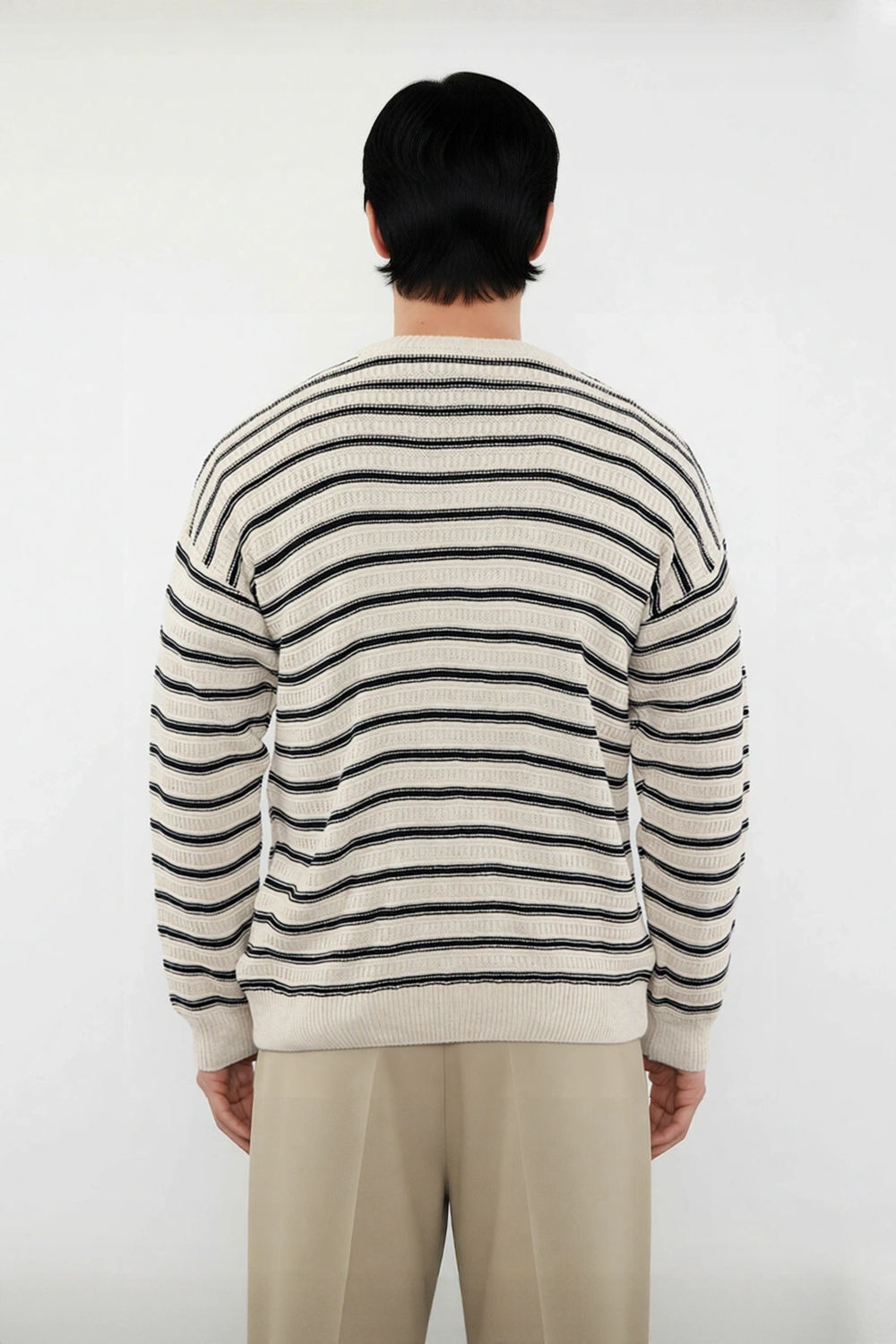 Unisex Basic Bisiklet Yaka Çizgili Triko Kazak Modern Ve Rahat Kış Kombinleri İçin İdeal Bir Parça