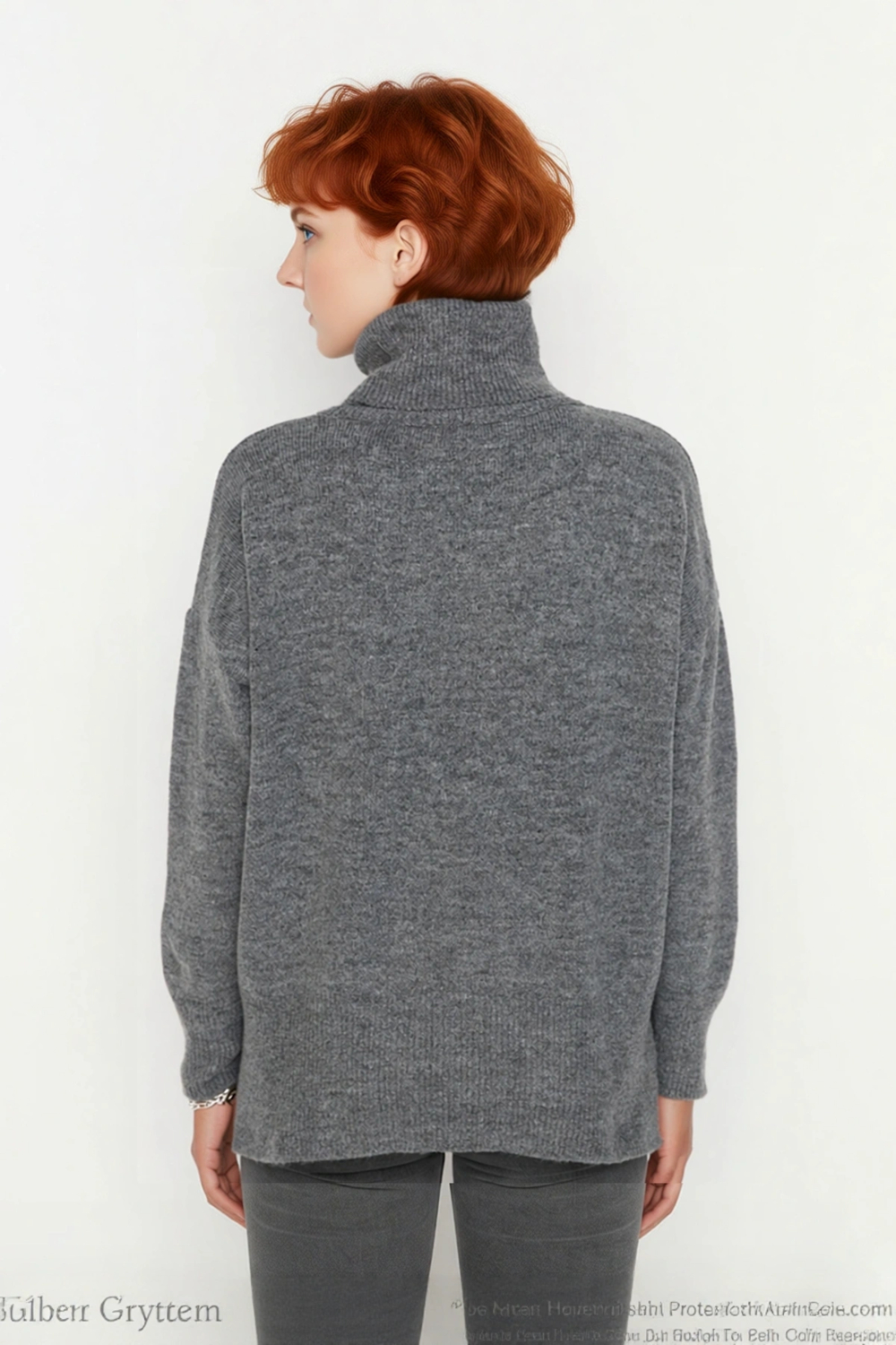 Kadın Oversize Kalıp Düz Balıkçı Yaka Triko Kazak Uzun Düşük Kol Günlük Basic Giyim Şıklığı