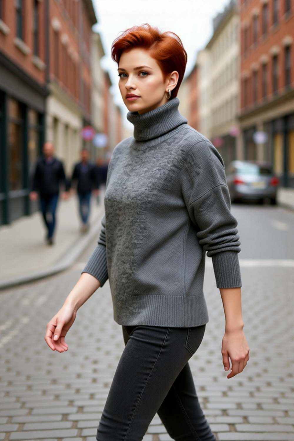 Kadın Oversize Kalıp Düz Balıkçı Yaka Triko Kazak Uzun Düşük Kol Günlük Basic Giyim Şıklığı