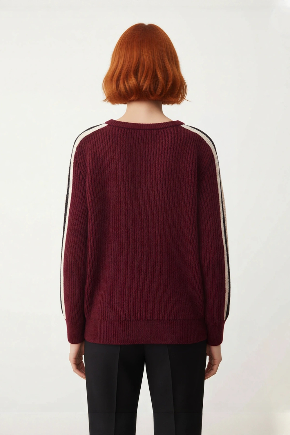 Kadın Renk Bloklu Oversize Bisiklet Yaka Triko Kazak Soğuk Havalar İçin Modern ve Trend Bir Seçim