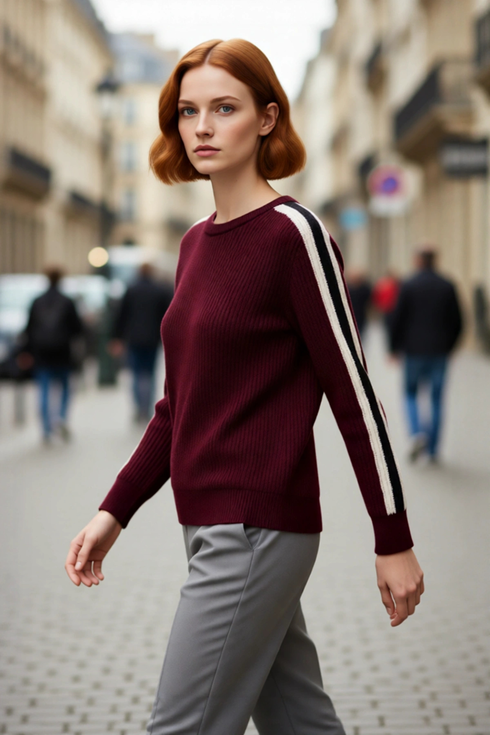 Kadın Renk Bloklu Oversize Bisiklet Yaka Triko Kazak Soğuk Havalar İçin Modern ve Trend Bir Seçim