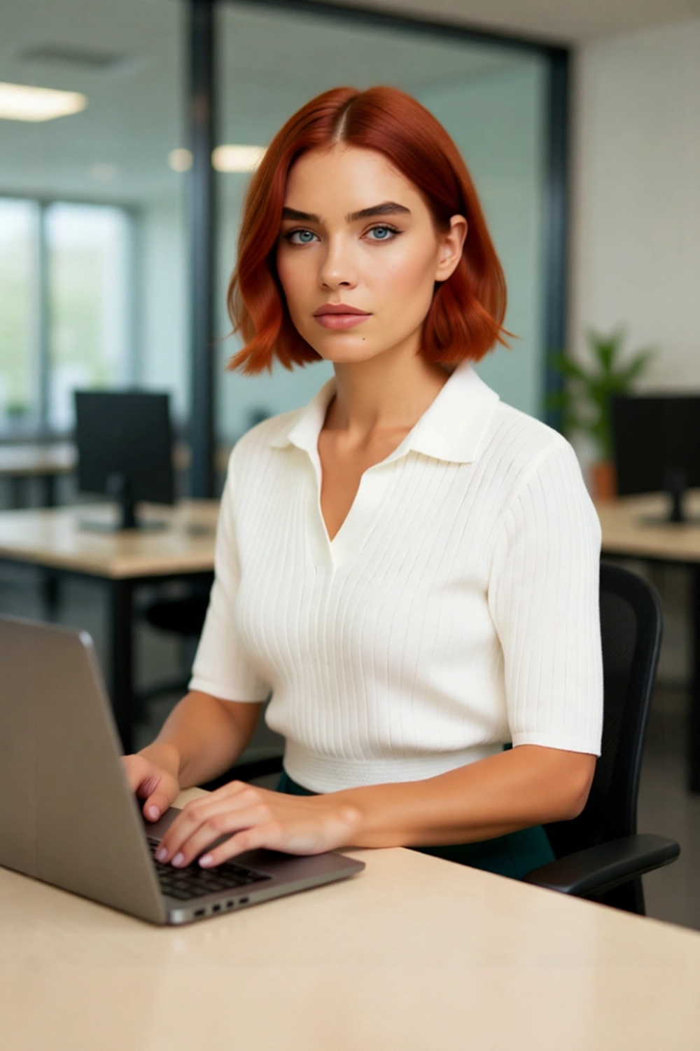 Kadın Basic Koleksiyon Akrilik Materyal Düz Desen Polo Yaka Kısa Kol Rahat Crop Bluz Günlük