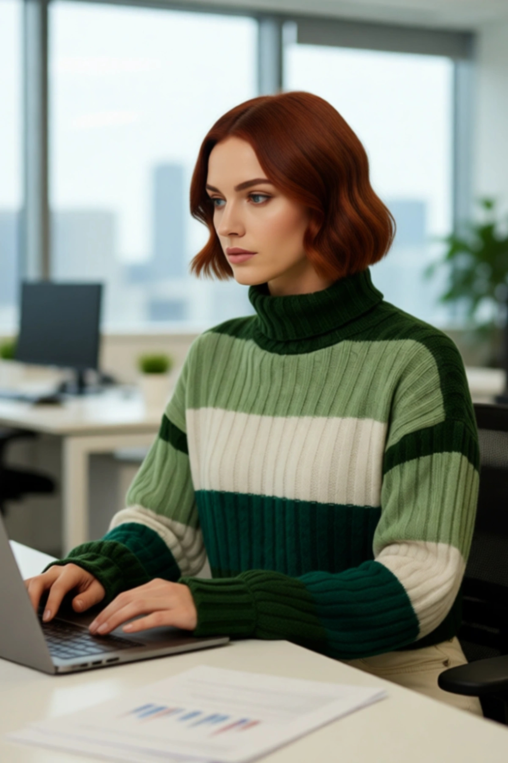 Kadın Basic Renk Bloklu Uzun Kol Balıkçı Yaka Super Crop Fitilli Triko Kazak Kış Modasına Uyumlu