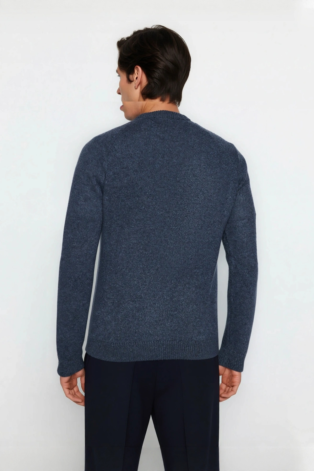 Erkek Fitted Kalıp Dokulu Bisiklet Yaka Reglan Kol Triko Kazak Soğuk Kış Günleri İçin İdeal Seçim