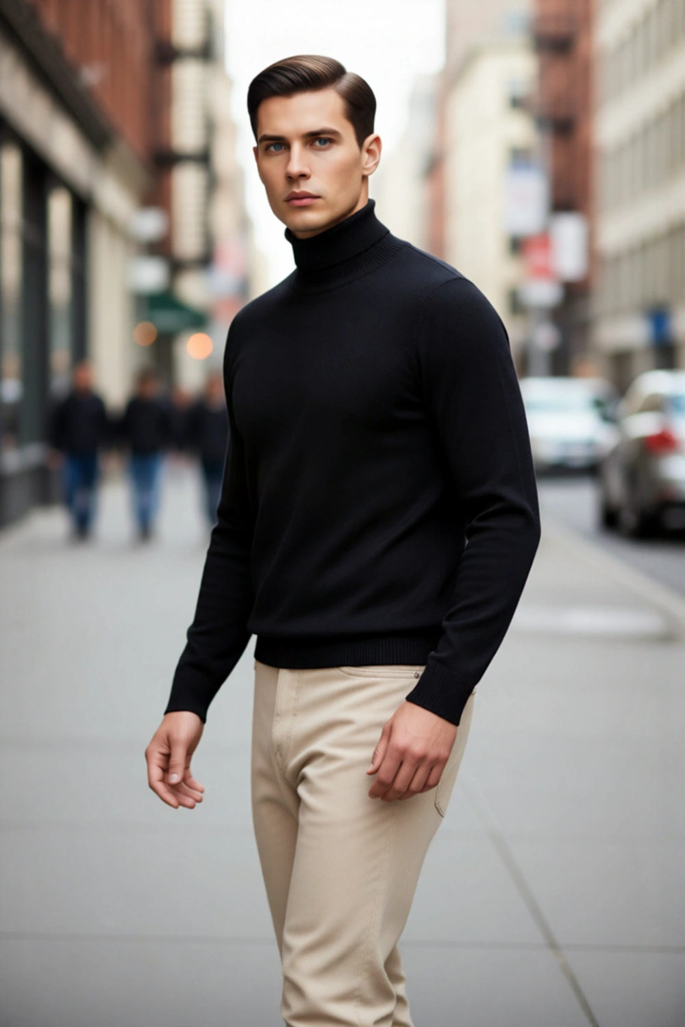 Erkek Slim Fit Balıkçı Yaka Akrilik Uzun Kollu Triko Kazak Günlük Ve Smart Stiller İçin Uygun