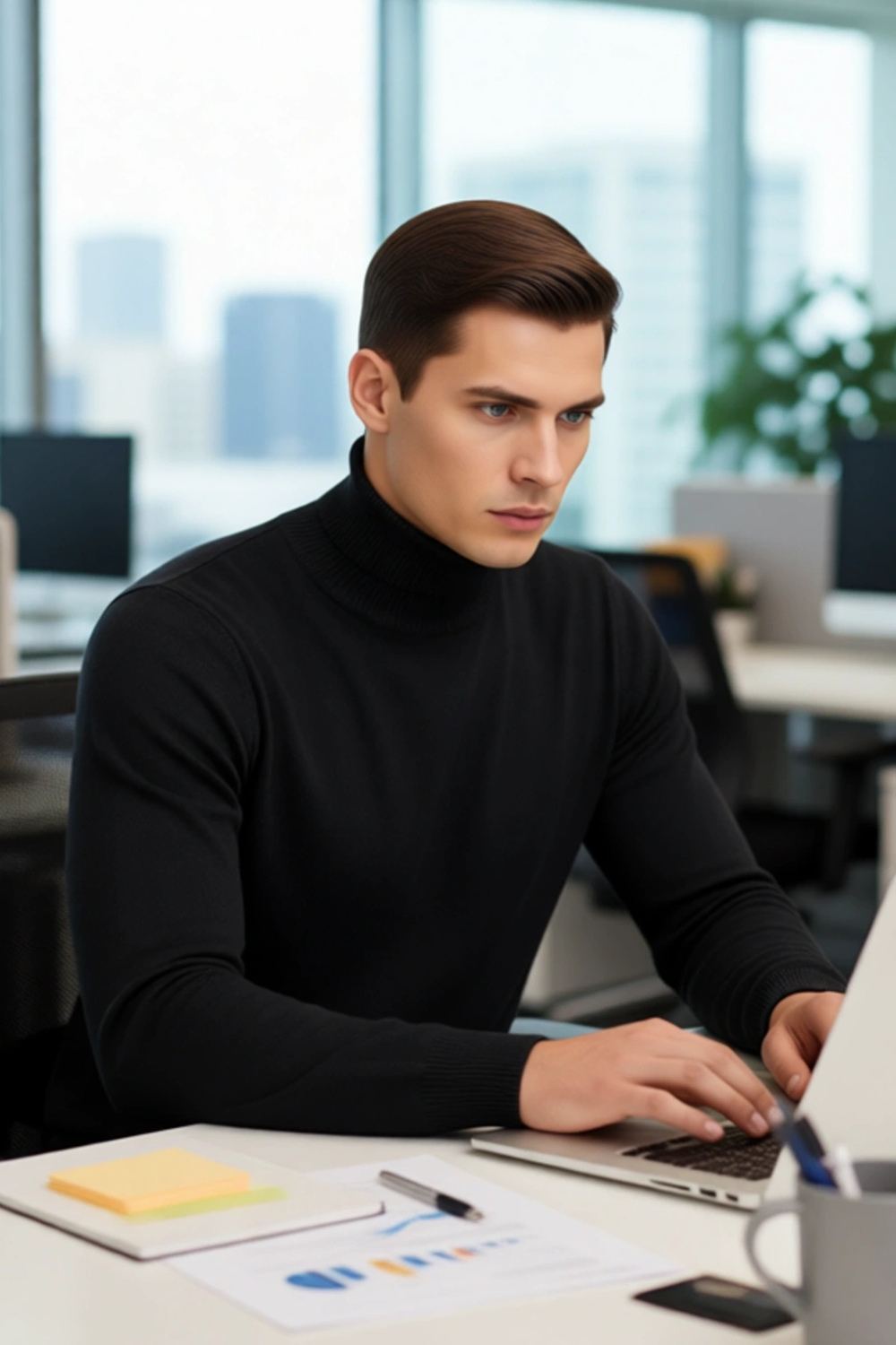Erkek Slim Fit Balıkçı Yaka Akrilik Uzun Kollu Triko Kazak Günlük Ve Smart Stiller İçin Uygun
