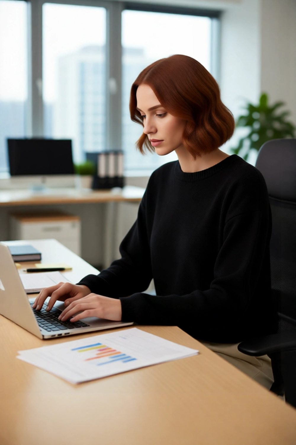 Kadın Geniş Kalıp Düz Desen Bisiklet Yaka Triko Kazak Soğuk Havalar İçin İdeal Rahatlık Kaliteli