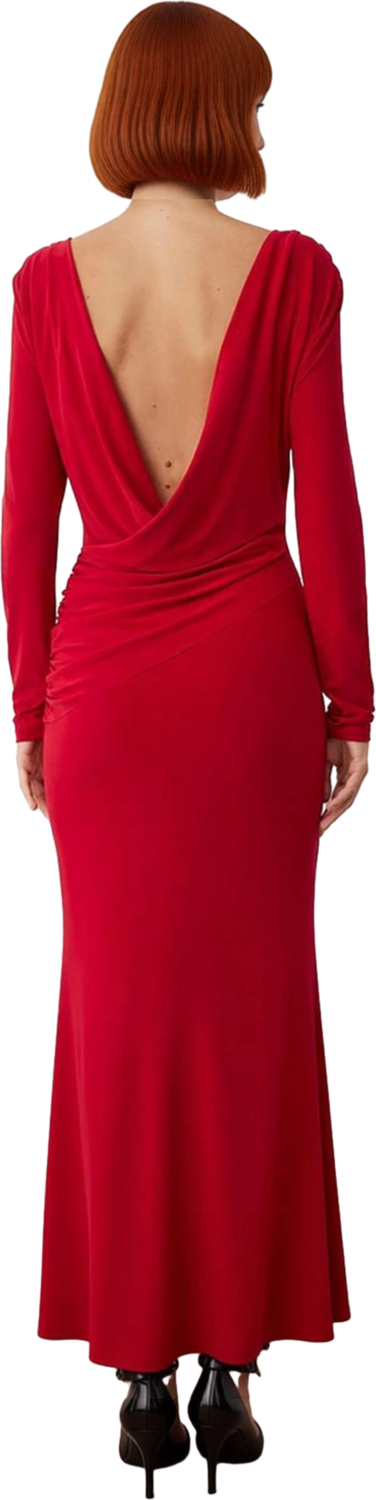Kadınlara Özel Kayık Yaka Uzun Kol Bodycon Kesim Maxi Elbise Smart Mezuniyet ve Balo Şıklığı