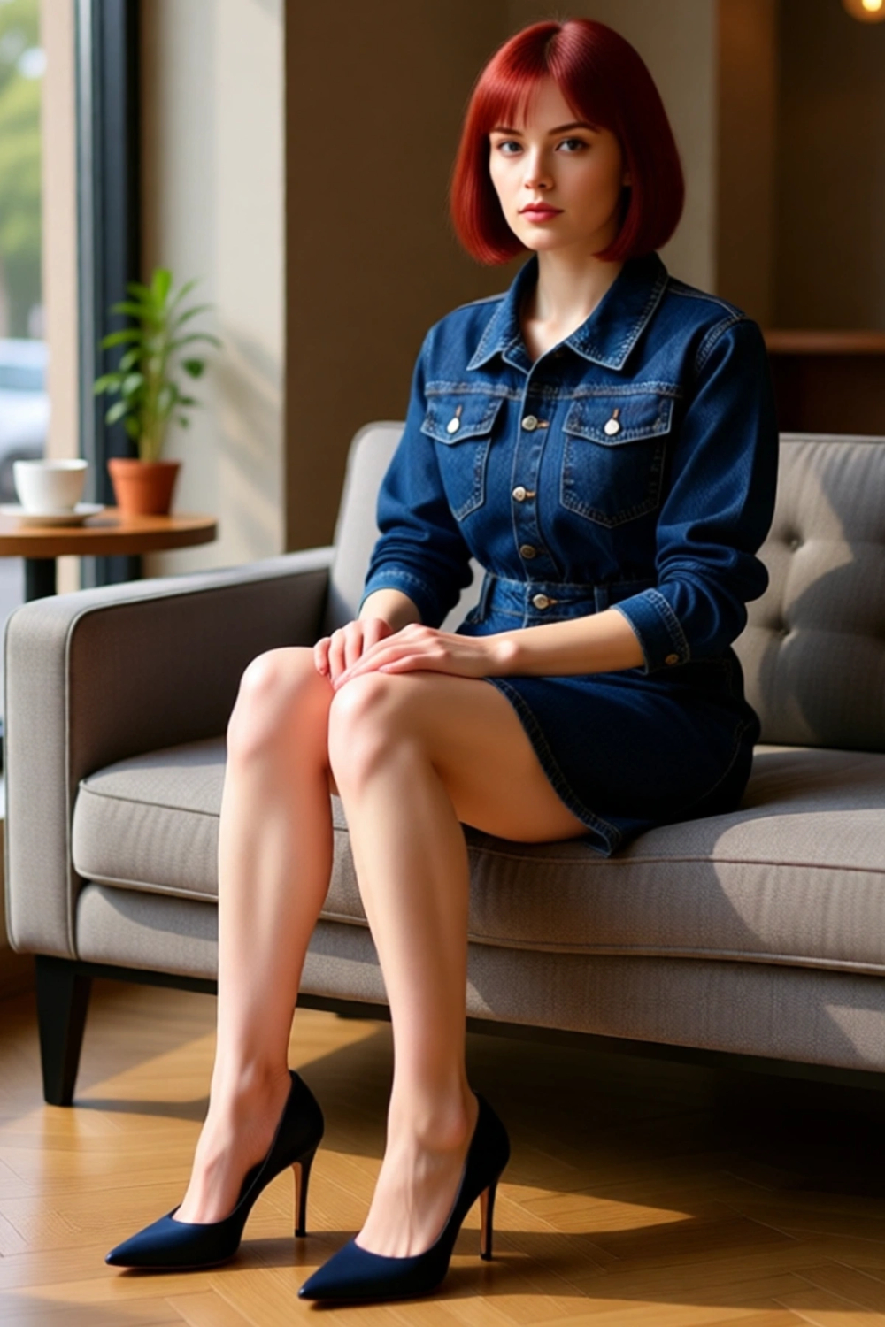 Kadın Uzun Kollu Denim Mini Elbise Gömlek Yaka Bodycon Kalıp Modern Günlük Şıklık İçin İdeal.