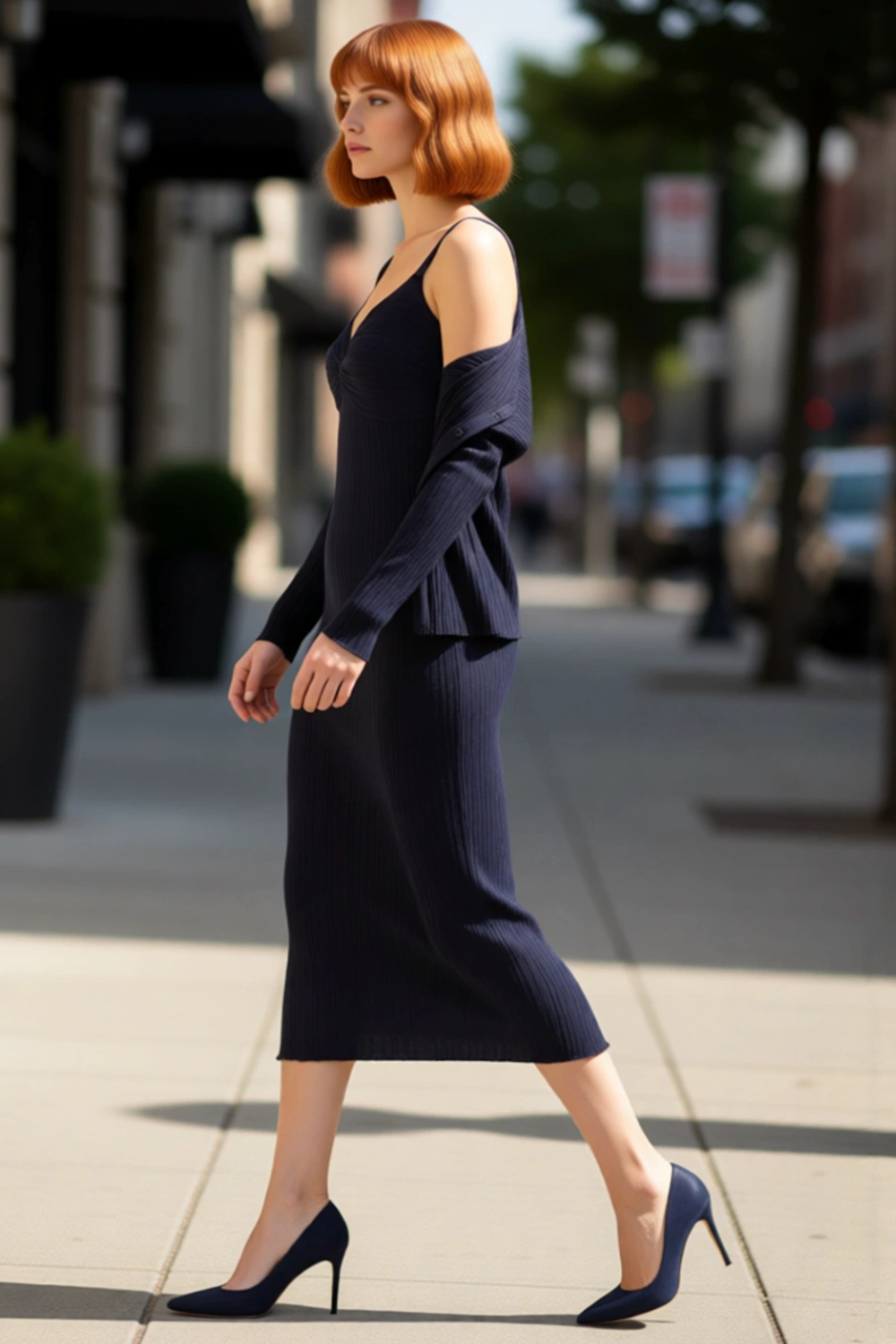 Kadın Triko Kumaş Bodycon Kesim Maxi Boy Kolsuz Elbise ve Standart Kol Hırka Seti Şık Rahatlık