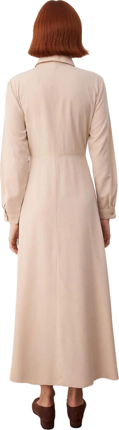 Kadın A Line Kesim Dokuma Gömlek Yaka Elbise Fular Detaylı Ofis ve Günlük Şıklığı Sunar Kaliteli