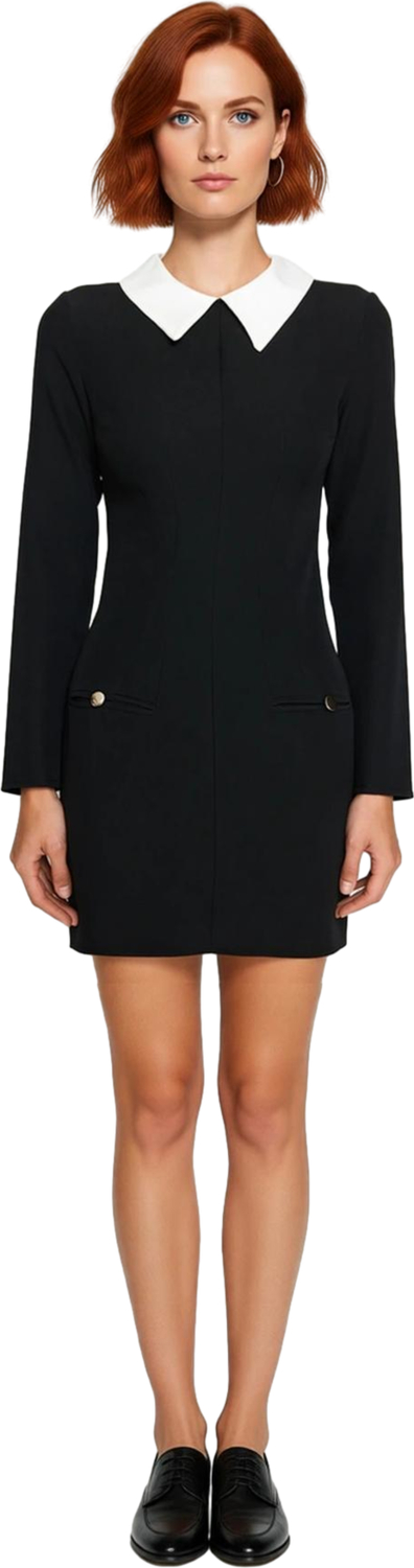 Kadın Mini Boy Bodycon Elbise Ofis Ve İş Hayatı İçin Uzun Kollu Düz Dokuma Şık Kesim Kaliteli