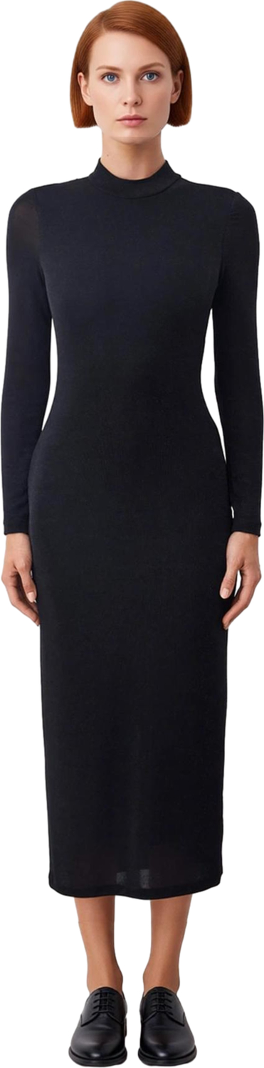 Kadın Uzun Kollu Bodycon Maxi Elbise Dik Yakasıyla Zarafet Sunar Mezuniyet Balo İçin İdeal Örme